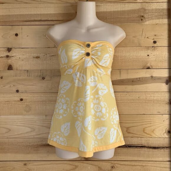 Maurices Tops - Maurice's XS Yellow Flower Baby Doll Strapless Top Beachy Fit Flare